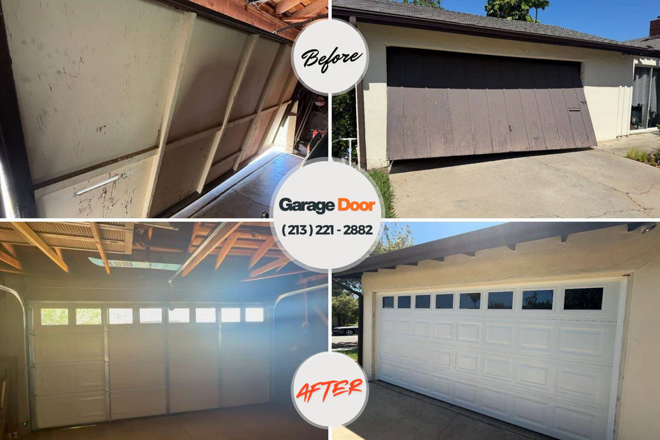 Before and after: garage door opener repair Woodsboro, TX